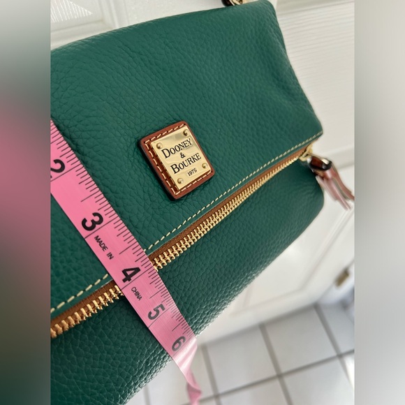 Dooney & Bourke Small Pebble Leather Fold Over Zip Crossbody Bag - Green - Picture 10 of 10